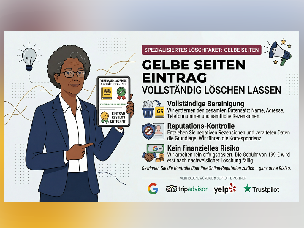 Professional Gelbe Seiten Eintrag löschen lassen – Firmeneintrag & Bewertungen vollständig entfernen services provided by AB Media Team