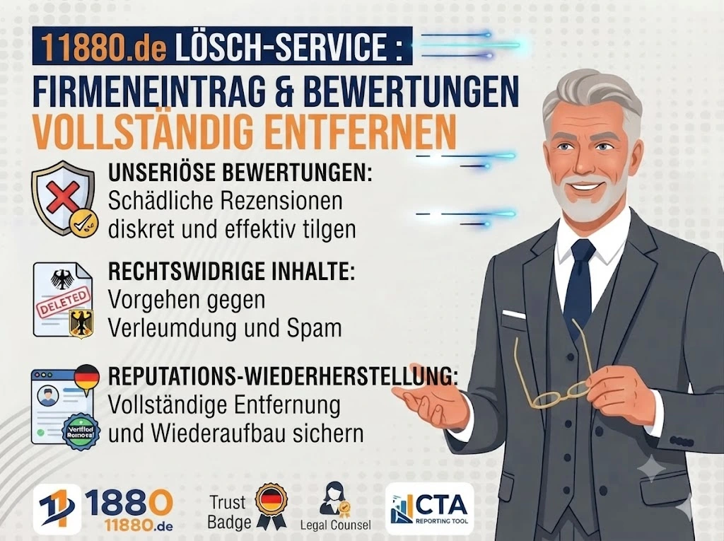 Professional 11880 Eintrag löschen lassen – Firmeneintrag & Bewertungen vollständig entfernen services provided by AB Media Team